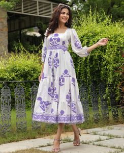 Printed Maxi Women Girls Dress Pure Cotton Indian Block Print Casual Dress Summer Evening Party Dress Wholesale Long Maxi Bulk - Product Image 1