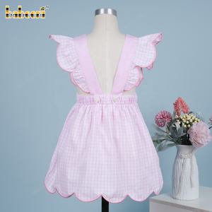 Robe trapèze décontractée pour enfants, motif 3D vitrail rose, brodée main, 100% coton certifié OEKO-TEX, vente en gros ODM BB3480 - Product Image 6