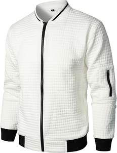 HOOD CREW Chaqueta de bombardero universitaria de lana informal de alta calidad para hombre, ligera, bordada, con cremallera y soporte, Letterman de invierno - Product Image 2