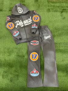 Pull à capuche épais zippé en molleton vierge uni personnalisé délavé à l'acide Sweats à capuche en détresse Fabricant de survêtements vintage surdimensionnés pour hommes - Product Image 5