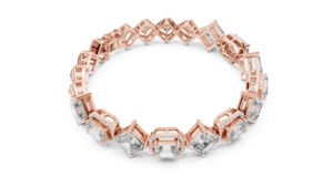 สร้อยข้อมือทองคำแท้ 18k สีเหลืองและสีขาวโรสโกลด์ ดีไซน์หรูหราสำหรับผู้หญิง ประดับเพชรแท้ทรงเจ้าหญิง พร้อมใบรับรอง IGI สำหรับงานหมั้น - Product Image 4