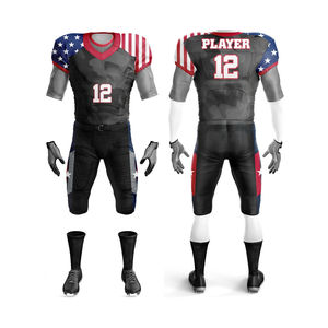 Maillot de football américain pour hommes de haute qualité, respirant, personnalisable avec le nom de l'équipe, manches courtes, uniforme antibactérien, séchage rapide, 100% - Product Image 4