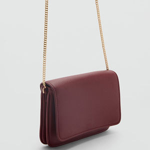 Wine <b>Red</b> Leather Crossbody Bag Chain Strap Flap Purse Single Handle Shoulder <b>Wallet</b> for Daily Travel - Product Image 2