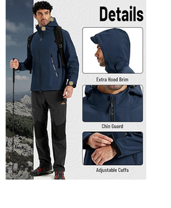 <b>Men's</b> Hooded Softshell Jacket Waterproof Fleece Lined <b>Rain</b> Jacket Lightweight Windbreaker Winter <b>Coat</b> Outdoor Hiking - Product Image 3