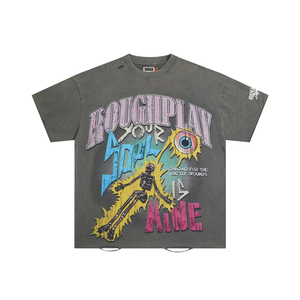 RoughPlay RockOut T-Shirt White Ink Direct <b>Spray</b> Breathable Vintage Diamond Short Sleeved T-shirt - Product Image 5