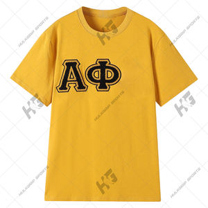 Camiseta Unisex Alppha Phi con Letras Griegas Bordadas en Oro Sólido, 100% Algodón, Estilo Casual, Uniforme - Product Image 3