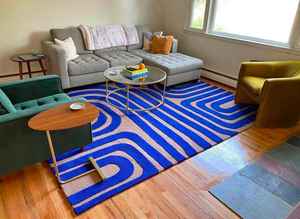 พรมทอมือแบบทอและพรมวิสคอสทำมือแบบโมเดิร์นทำด้วยมือ100% ขนสัตว์สูงแบบห่วงตัดแนวแอบสแตรกต์สำหรับปูพื้นห้องนั่งเล่น - Product Image 2