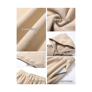 Survêtement surdimensionné pour hommes, respirant 100% coton, léger, épaule tombante, poche kangourou, ensemble de jogging à capuche, vente en gros - Product Image 5