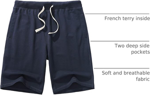 Shorts pour hommes en laine écologique, décontractés, à porter au quotidien, tissu brossé chaud, coupe confortable, taille élastique, léger et durable - Product Image 6