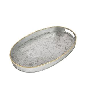 Bandeja de servicio de metal galvanizado de diseño hecho a mano de forma redonda pura pieza única para restaurantes y hoteles bandeja de servicio de cena - Product Image 3