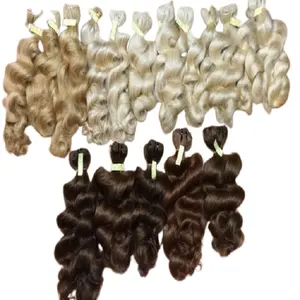 最高品質のベトナムの髪のゆるい巻き毛のバージン人毛エクステンションは、ポニーテールや乱雑なパンに膨らみを加えます