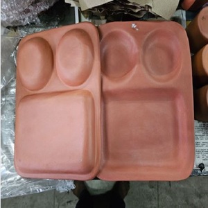 Assiette de service en argile écologique à 3 compartiments au meilleur prix avec bagasse jetable va au lave-vaisselle Design indien traditionnel indien Inde - Product Image 6