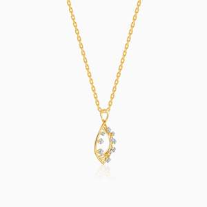 Colgante de diamante cultivado en laboratorio Glam con hoja de oro Pieza de joyería única y elegante - Product Image 2