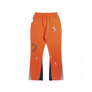 Pantalons pour hommes en molleton français personnalisés, style streetwear, haut de gamme, en coton, coupe évasée, unisexe, jambes larges, pantalons amples - Product Image 4