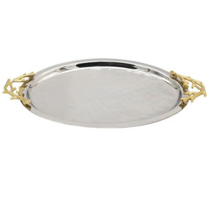 Bandeja de Servicio Rectangular de Acero Inoxidable de Alta Calidad con Asas Doradas, Plato Decorativo de Metal para Hogar, Hotel y Restaurante - Product Image 6