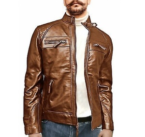 Veste de motard pour homme de haute qualité personnalisée 2025, en cuir véritable avec fermeture éclair, poches brodées en toile, vente en gros de vestes en cuir d'hiver - Product Image 1