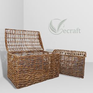 Eco-Friendly Oversized Seagrass Trunk <b>Basket</b> Flexible Design Hinged Lid Natural Color Storage <b>for</b> Home Kitchen <b>Bathroom</b> Bedroom - Product Image 4