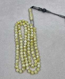 ลูกประคำมุสลิมแบบทำมือลูกประคำอิสลามอำพันแทชบิห์มิสบาฮาลูกประคำสีเหลืองอำพัน - Product Image 4