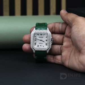 Stunning Moissanite Diamond Watch Square Case Premium Japanese Quartz Movement Fashion <b>Rubber</b> Band Luxury for Every Occasion - Product Image 5