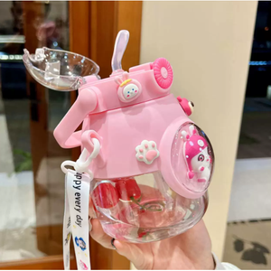 Botella de agua SilverJet Kawaii de 900 ml con pajita y correa para el hombro para niñas, regalo de regreso a clases, botella de plástico para beber. - Product Image 4