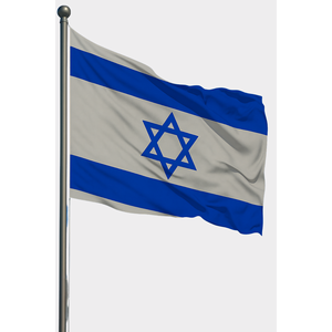Bandera de Israel para Coche, Impresa Digitalmente en Nailon, Poliéster y Seda, con Asta de Aluminio para Uso en Vehículos - Product Image 1