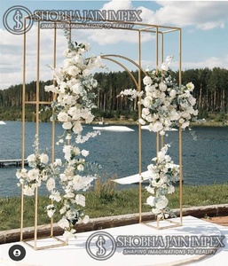 Marco dorado cortado con láser para bodas, fiestas, accesorios de arco de boda de Metal de fibra de hierro moderno, Rectangular en forma de corazón embalado en caja - Product Image 2