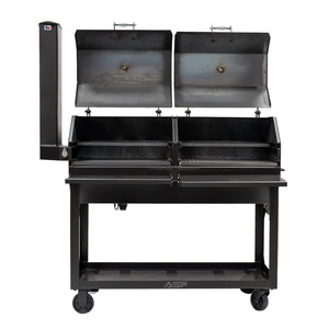 Barbecue robuste de 48” x 20” - Construction en acier de 3/16”, double grille, cendrier coulissant, mobile avec étagères verrouillables - Product Image 4