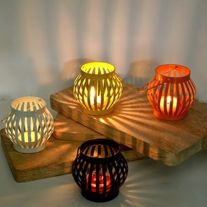 <b>Set</b> 4 Vintage Moroccan Multicolored Brass <b>Lanterns</b> Handmade Eco-Friendly Indoor Outdoor Hanging Candle Holder for Religious - Product Image 4