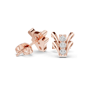 Lab-Grown Diamond Floral Design <b>Stud</b> Earrings VVS-VS EF Clarity 18KT, 14KT, 10KT Gold & 925 <b>Silver</b> Rose, Yellow, White - Product Image 4