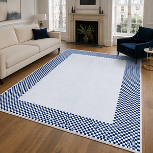 Netline Home Detailed Geometry Deep Blue <b>Washable</b> <b>Rug</b> - Product Image 1