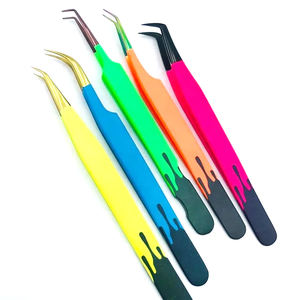 Pince à épiler en acier inoxydable de haute qualité 45 90 degrés diamant Nano Grip Fiber Tip Logo privé Volume pointu - Product Image 1