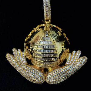 Collar con Colgante de Diseño de Manos con Globo 3D con Diamantes Cultivados en Laboratorio Estilo Hip Hop para Hombre, para Fiestas y Eventos - Product Image 5