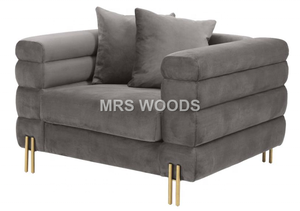 MRS WOODS <span class=keywords><strong>bianco</strong></span> singolo lato ristorante divano sedile stile bohémien tessuto copridivano con gamba <span class=keywords><strong>oro</strong></span> poltrona monoposto divano - Product Image 2