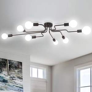 现代8灯吊灯工业嵌入式天花板灯具交流电源水晶客厅卧室餐厅厨房 - Product Image 1