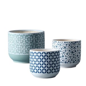 Pot de fleurs en céramique artisanal avec motif moderne, support de plantes décoratif durable pour l'intérieur et l'extérieur - Product Image 5