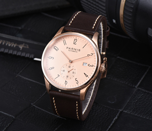 <span class=keywords><strong>Parnis</strong></span> 42MM argent automatique mécanique montre pour hommes bracelet en cuir calendrier affichage Hangzhou mouvement 22mm bande Reloj Hombre - Product Image 2