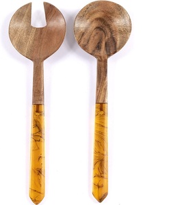 Mango esmaltado de madera de Acacia, utensilio de cocina para servir ensalada, cuchara y tenedor, servidor de ensaladas - Product Image 3