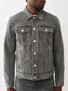 Veste en jean de luxe pour hommes veste élégante à manches longues en jean délavé boutonné veste personnalisée vintage street wear pour hommes vente en gros - Product Image 4