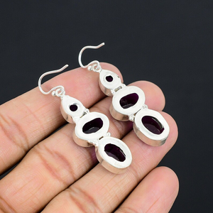 Pendientes de amatista al por mayor Plata de Ley 925 hechos a mano en forma de pera gota de piedras preciosas joyería colgante regalo para mujer ella - Product Image 4