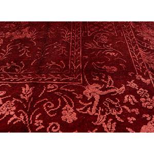 Aalam Hand Knotted Wool & <b>Silk</b> Rugs <b>Red</b> & Orange Floral Pattern for Home & Car Rectangle Pae-6166 Room Rug Puzzle Hallway Models - Product Image 3