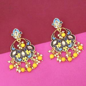 Kriaa Pendientes colgantes finos Chapado en oro Kundan Multi Meenakari Dangler 1314202G Modelo - Product Image 1