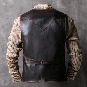 Custom Penal Design Genuine Leather Vest Multi-Pocket Stylish Cowhide <b>Men's</b> Leather Vest Wholesale Hip Hop <b>Waistcoat</b> - Product Image 2