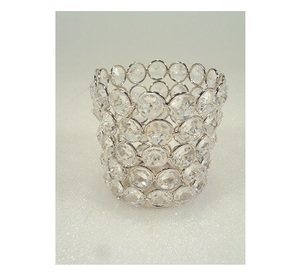 Support votif en verre en métal avec aspect nickelé - Product Image 5