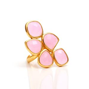 Anillo de Moda para Hombre con Calcedonia Rosa Natural Personalizada, Plata de Ley 925, Engaste de Bisel, Piedras Preciosas de Varias Formas, Sambhav - Product Image 1