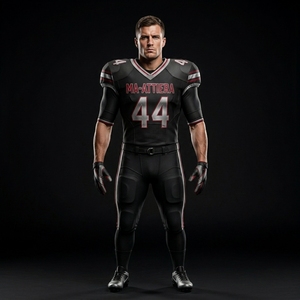 Maillot de football américain noir personnalisé, pantalon rembourré, uniforme d'équipe, numéro 44, vêtements de sport de performance, fabricant OEM ODM en gros - Product Image 1
