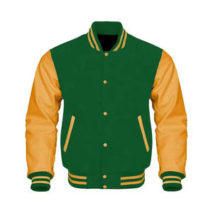 Veste Letterman Varsity personnalisée OEM pour hommes, manches en laine brodée chenille imperméables coupe-vent avec logo avant chaud pour le printemps - Product Image 1
