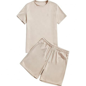 2025 haute qualité été survêtement 2 pièces ensemble short et short ensemble Logo personnalisé couleur unie coton t-shirt et court fabriqué par RAM industrie - Product Image 5