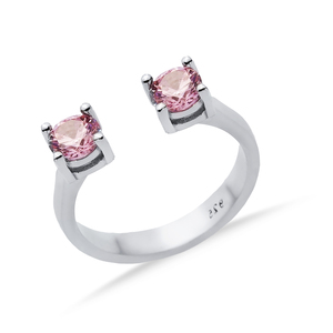 Anillo de plata ajustable con diseño de piedra CZ rosa de corte redondo de 5mm, joyería turca hecha a mano al por mayor - Product Image 3