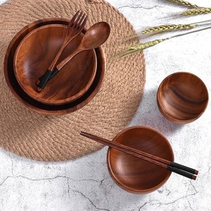 Wooden Serving <b>Bowl</b> <b>Set</b> for Salad <b>Pasta</b> Fruit Snack Rustic Natural Acacia Wood <b>Bowls</b> Aidea Wood Dinnerware - Product Image 5