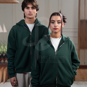 Sudadera con capucha unisex con dos bolsillos laterales y puños acanalados dobladillo acanalado doble cremallera de alta calidad OEM logotipo personalizable de color y manga - Product Image 5